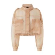 Beige Jack met knoopsluiting en klepzakken Pinko , Pink , Dames