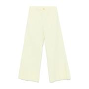 Pastelgele Broek met Voorknoop Forte Forte , Yellow , Dames