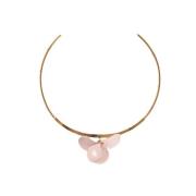 Vergulde Petal Choker Ketting Malababa , Pink , Dames