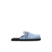 Suede slides Moschino , Blue , Dames