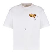 Katoenen Crew-neck T-shirt met Achterprint Off White , White , Heren