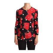 Sicily Printed Blouse in Zwart en Rood Dolce & Gabbana , Black , Dames