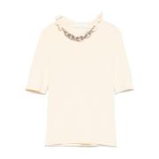 Beige Zijde Katoen T-Shirt Polo Paco Rabanne , Beige , Dames