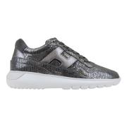 Leren Vetersneakers met Suède Inzetstuk Hogan , Gray , Dames