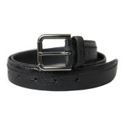 Elegante zwarte leren riem met metalen gesp Dolce & Gabbana , Black , ...