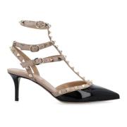 Rockstud Lakleren Enkelband Pomp Valentino Garavani , Black , Dames