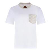 Geribbelde crew-neck T-shirt in katoen MCM , White , Dames