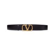 Zwart VLogo Signature Riem Antiek Goud Valentino Garavani , Black , He...