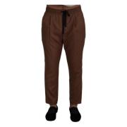 Luxe Cashmere-Zijde Jogger Broek Dolce & Gabbana , Brown , Heren