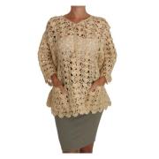 Beige Gehaakte Gebreide Raffia Vest Dolce & Gabbana , Beige , Dames