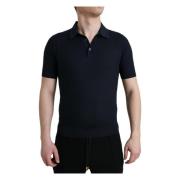 Zijden poloshirt met kraag Dolce & Gabbana , Blue , Heren