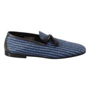 Elegante geweven leren loafers Dolce & Gabbana , Blue , Heren