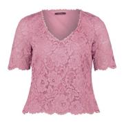 Kanten top met strikdetail vera mont , Pink , Dames