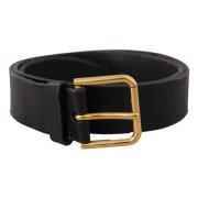 Elegante zwarte leren riem met metalen gesp Dolce & Gabbana , Black , ...