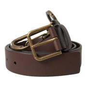 Luxe Leren Riem met Metalen Gesp Dolce & Gabbana , Brown , Heren