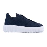 Blauwe Leren Sneakers Met Geperforeerde Details Hogan , Blue , Heren