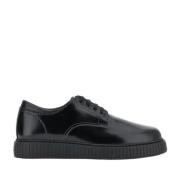 Zwarte Leren Platte Schoenen Hogan , Black , Heren