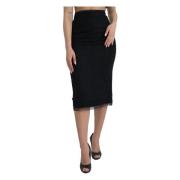 Elegante midi-rok met hoge taille Dolce & Gabbana , Black , Dames