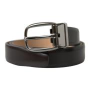 Elegante donkerbruine leren riem Dolce & Gabbana , Brown , Heren