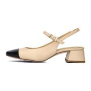 Elegante Beige Leren Slingback Hakken Ctwlk. , Beige , Dames