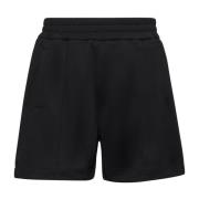 Zwarte Shorts met gebogen logo Palm Angels , Black , Heren