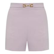 Crepe Stretch Shorts met Gouden Metalen Details Elisabetta Franchi , P...