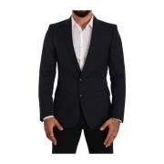 Navy Martini Slim Fit Wollen Blazer Dolce & Gabbana , Blue , Heren