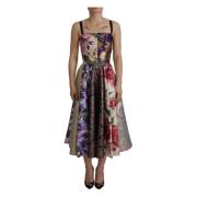 Bloemen Jacquard Zijden Midi Jurk Dolce & Gabbana , Multicolor , Dames