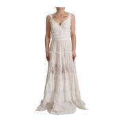 Elegante witte Maxi Jurk A-Lijn Dolce & Gabbana , White , Dames