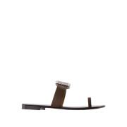 Bruine Platte Sandalen - Leer Giuseppe Zanotti , Brown , Dames