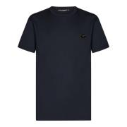 Blauw T-shirt met metalen logoplaat Dolce & Gabbana , Blue , Heren