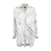 Zijden Overhemd met Print Kiton , Gray , Dames