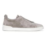 Suede Triple Stitch Sneakers Ermenegildo Zegna , Gray , Heren