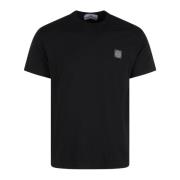 Katoenen Crewneck T-shirt met Logopatch Stone Island , Black , Heren