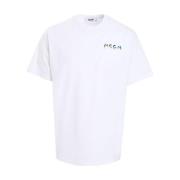 Wit Logo Print Crew Neck T-shirt Msgm , White , Heren