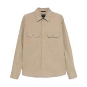 Beige Knoopshirt Klassieke Kraag Ermenegildo Zegna , Beige , Heren