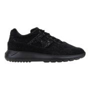 Glitter Leren Veterschoenen Vrouwen Hogan , Black , Dames