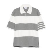 Grijze Gestreepte Poloshirt Thom Browne , Gray , Heren