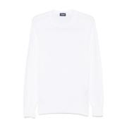 Witte Geribbelde Crew Neck Sweater Drumohr , White , Heren