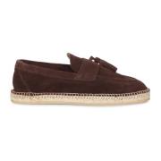 Bruine Suède Espadrilles met Touwzool Lardini , Brown , Heren