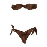 Gerimpelde Bikini Set F**k , Brown , Dames