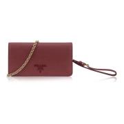 Leren Schoudertas Magneetknoop Prada , Red , Dames