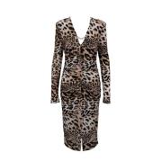 Animal Print Midi Jurk met Lange Mouwen Aniye By , Multicolor , Dames