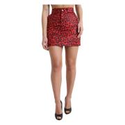 Rode Luipaard High-Waisted Minirok Dolce & Gabbana , Red , Dames