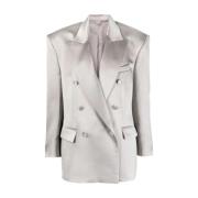 Grijze Double-Breasted Blazer met Zakken Magda Butrym , Gray , Dames