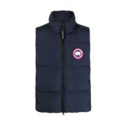 Marineblauwe Logo-Patch Gewatteerde Gilet Canada Goose , Blue , Heren