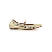 Gouden Leren Ballerina Schoenen Lanvin , Yellow , Dames