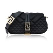 Gewatteerde Schoudertas met Magneetknoop Versace , Black , Dames