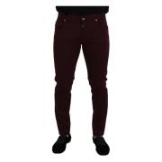 Bordeaux Slim Fit Jeans - Italiaanse Luxe Dolce & Gabbana , Brown , He...