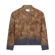 Animalier Bruine Jas met Ritssluiting Dries Van Noten , Brown , Heren